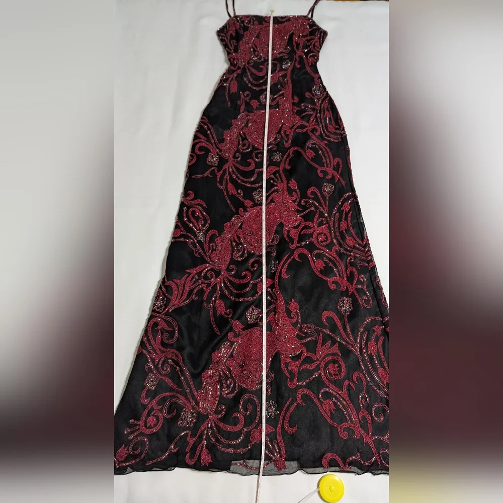 Mia Bella Couture Stunning Beaded Embroidered Open Back Silk Evening Gown - Picture 15 of 16